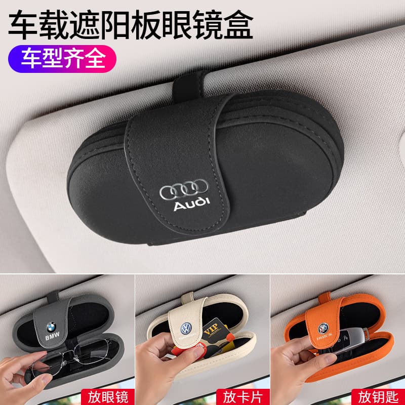 Car Sunglasses Case, Vehicle Sun Visor Hanging Storage Bag for Cards and Accessories