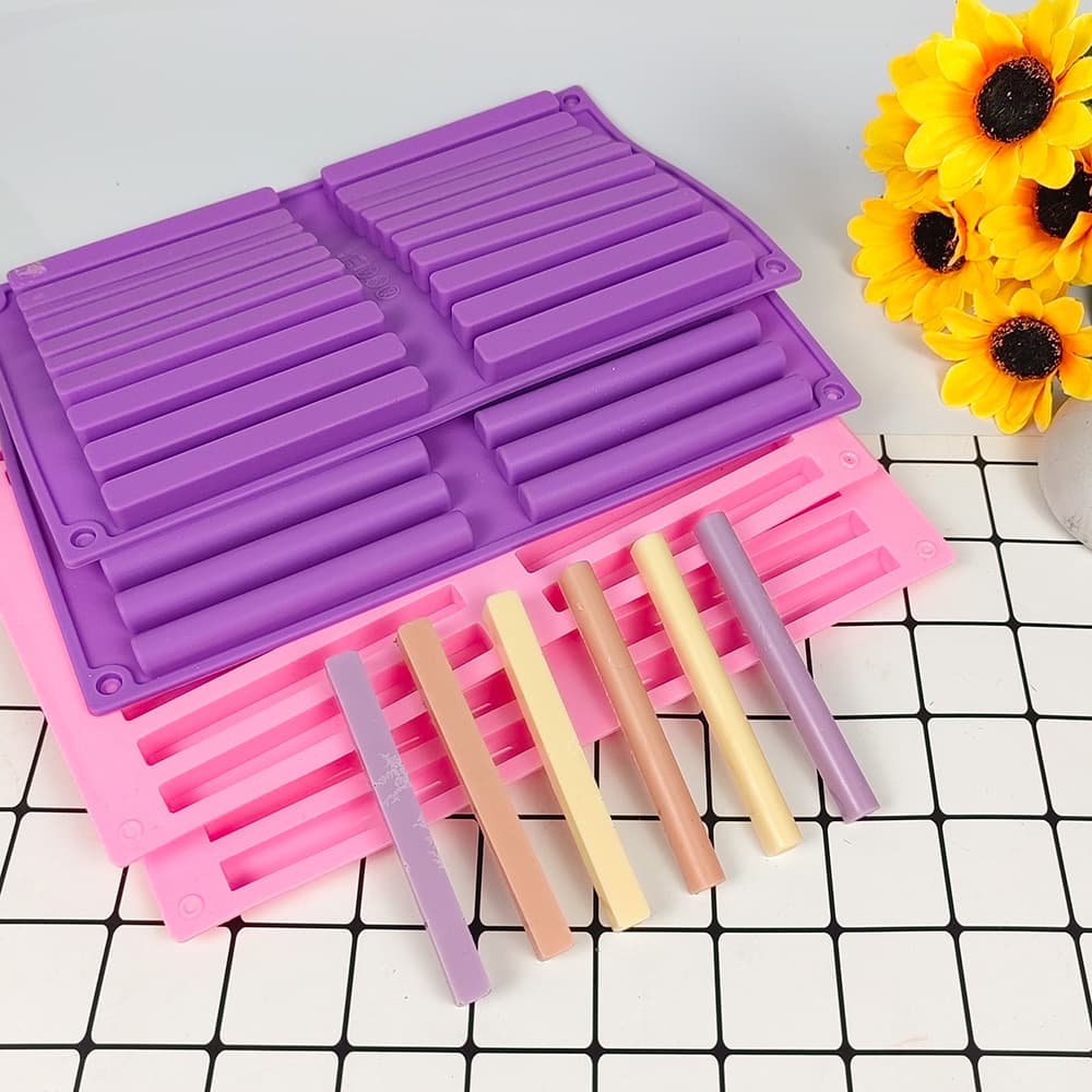 20-Cavity Long Strip Silicone Mold for Chocolate Bars, Lollipops, Wax Bottle Candies, Finger Biscuits, and Wave Twist Shapes