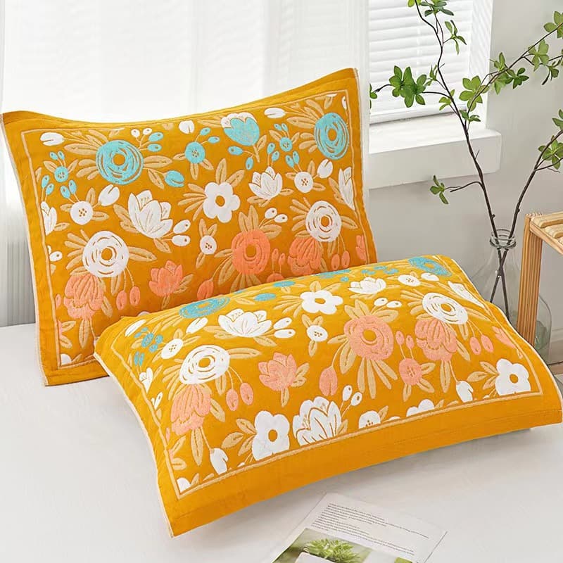 Cotton Gauze Pillow Cover for Adults, Students, Dormitory, Multi-Layer, Thickened, Anti-Slip, Four Seasons