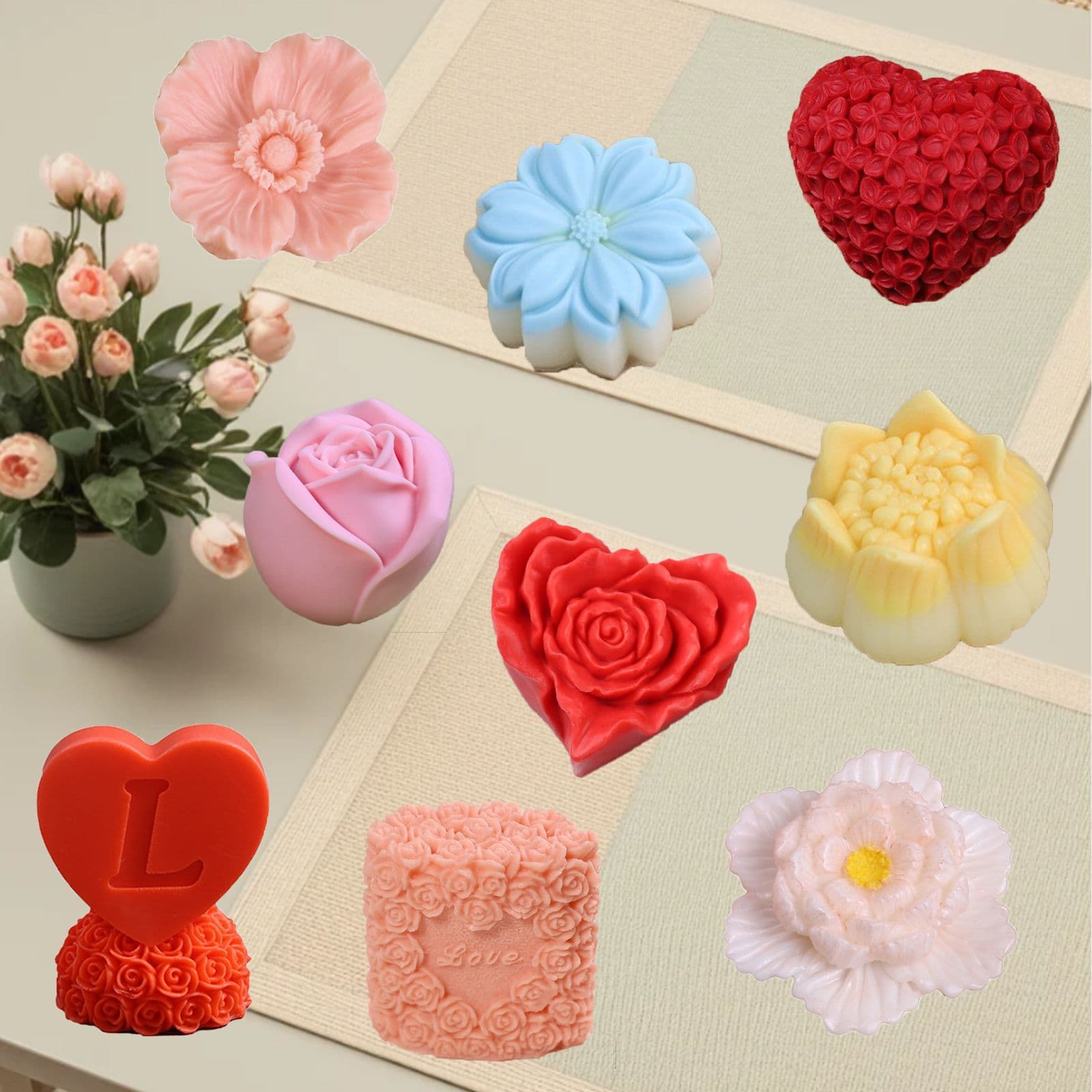 Silicone Baking Mold Rose Flower Shape Pudding Cake Mould DIY Creative Candle Home Decor Modern Simple Style for Cake Chocolate