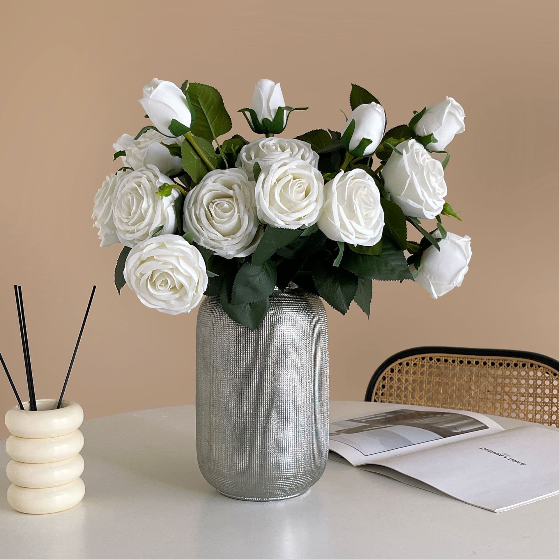 Fake flowers rose bouquet living room home furnishings table flowers flower decorations light luxury home decoration