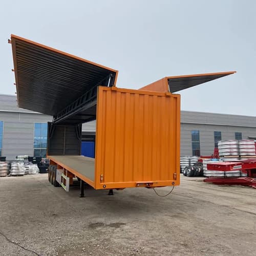 Cross-border low-bed 15-meter container semi-trailer, 13-meter 75-inch wing container trailer, wing-type container trailer.