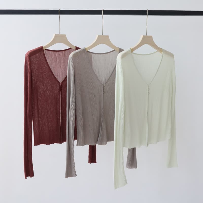 Lyocell Tens Spring and Summer New Knitted Cardigan Thin Women's Blouse Air-conditioning Shirt Summer Long-sleeved Top Women's Coat