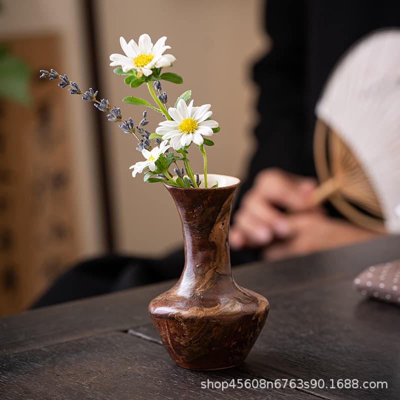 Japanese-style Handmade Ceramic Small Vase, Zen Desktop Flower Vase, Retro Creative Decoration