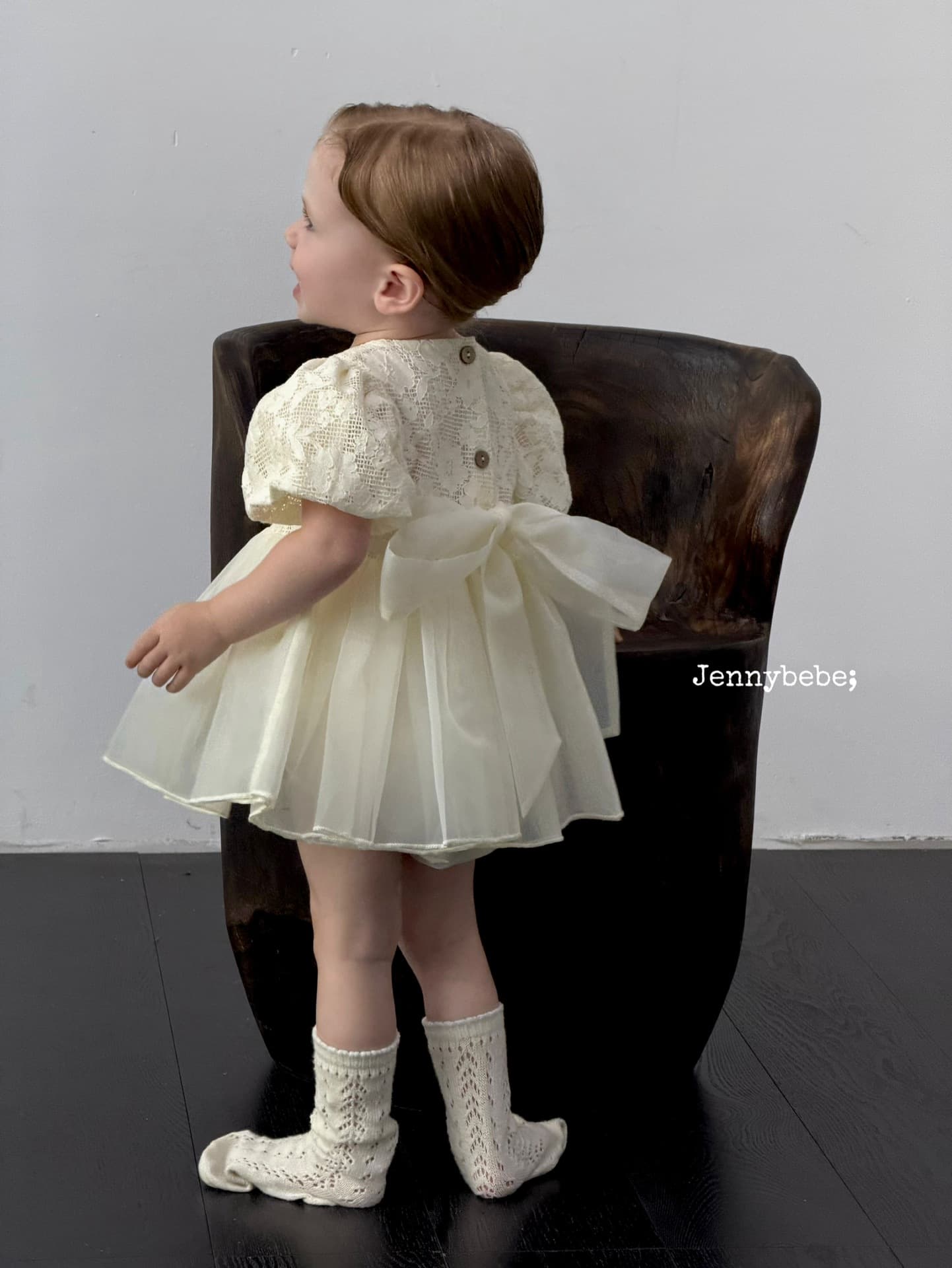 Jennybebe Baby Princess Dress for Girls, Tulle Tutu Dress with Bubble Sleeves, Romper Dress for 100 Days and First Birthday