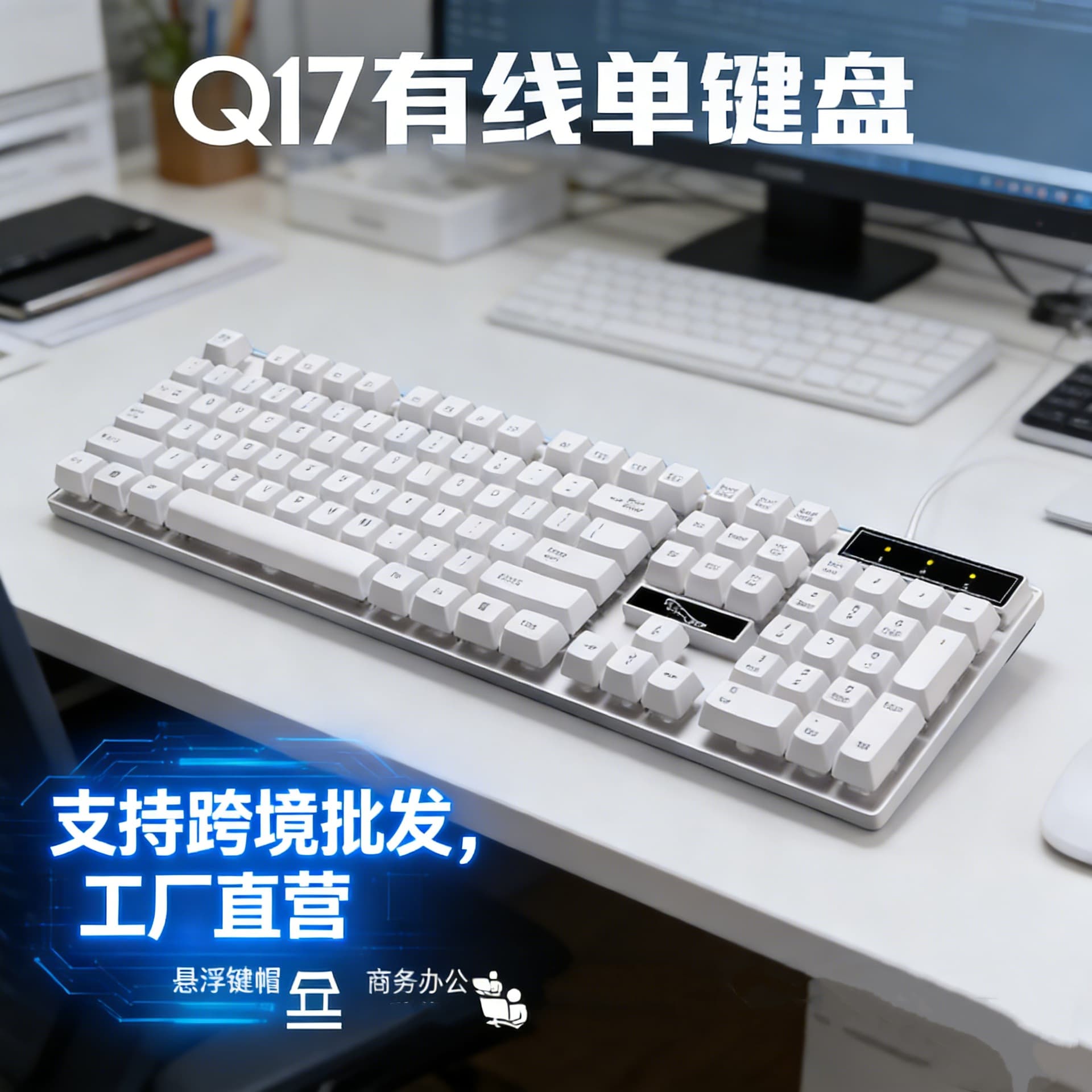Cross-border Hot Selling Zhuiguangbao Q17 USB White Mechanical Feel Gaming Keyboard with Floating Keys Computer Accessories Wholesale