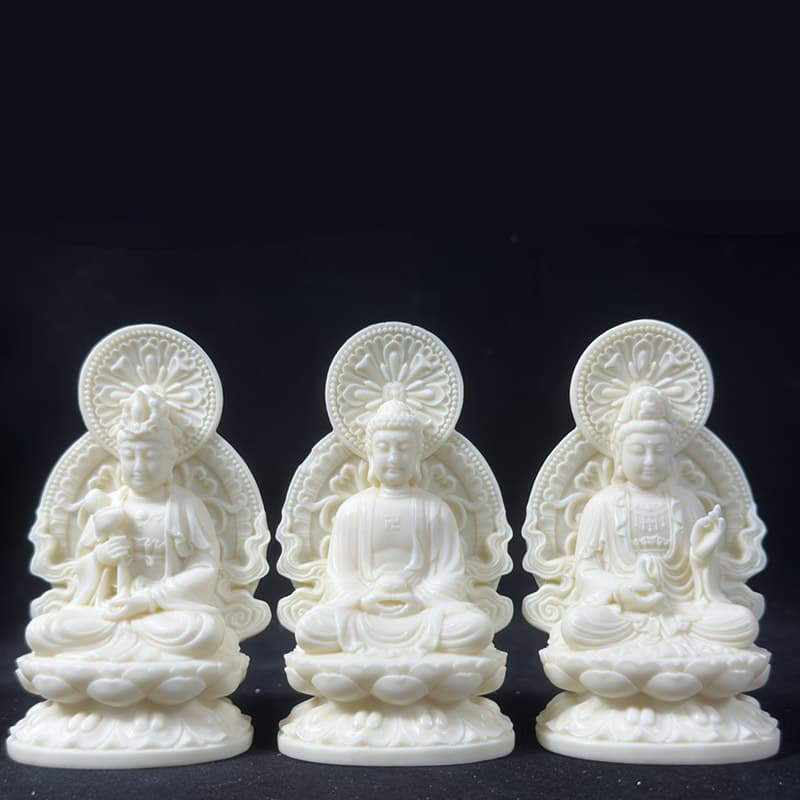 Ivory Nut Western Three Saints Guanyin Tathagata Mahasthamaprapta Ornament Home Amitabha Bodhisattva Car Craft