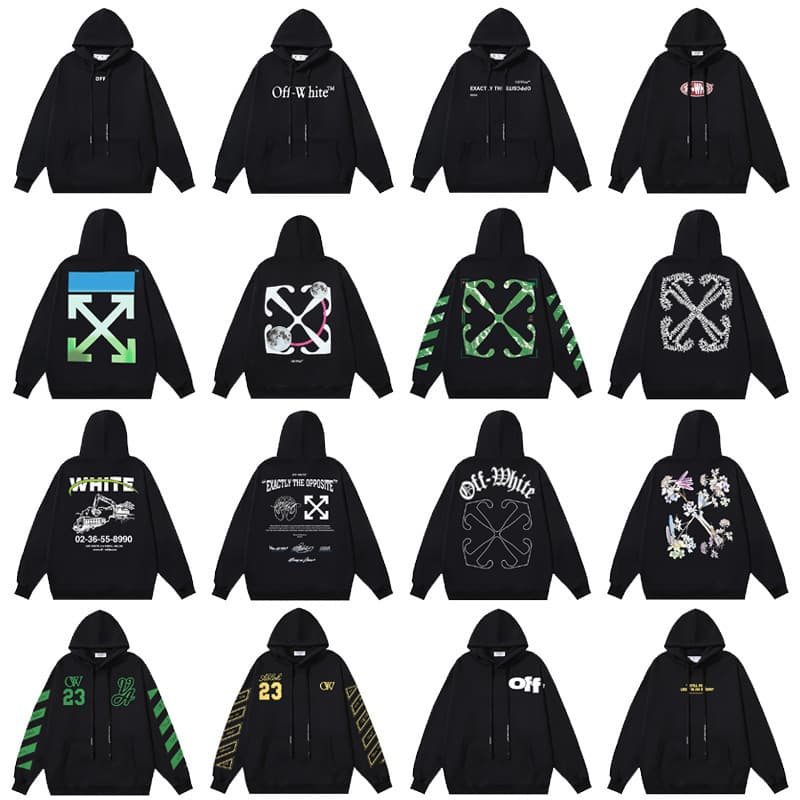 Authentic-grade streetwear FW OFFWHITE arrow print loose hoodie men women OW couple long sleeve jacket