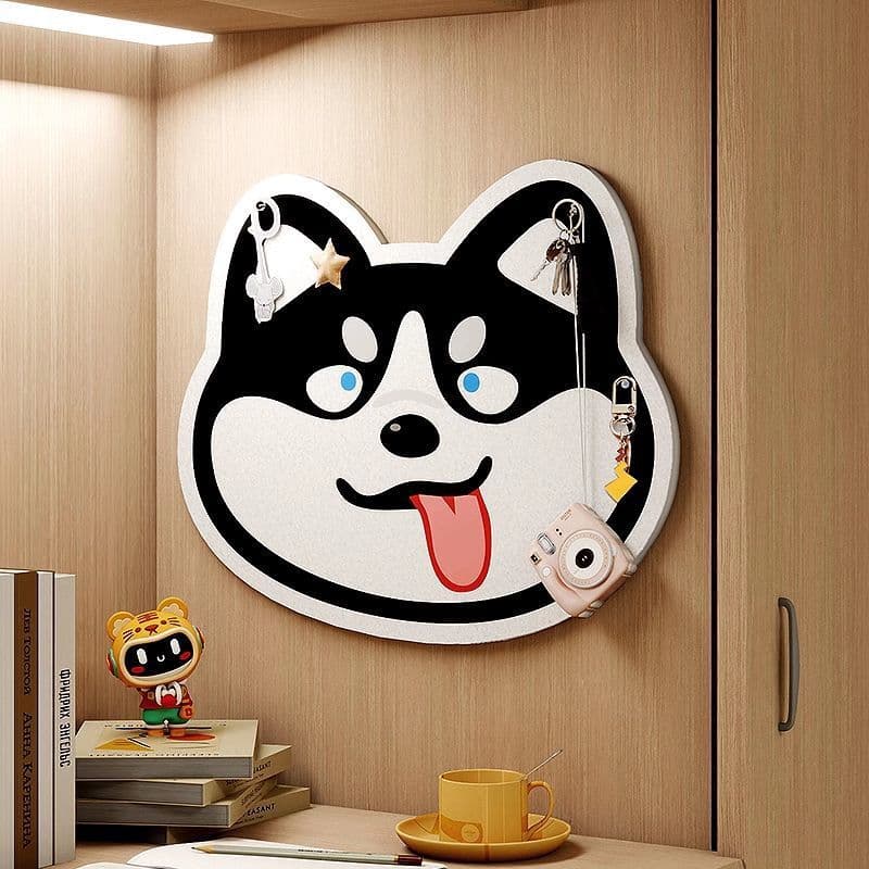 Cartoon Husky Wall Display Board Felt Wall Stickers Jewelry Storage Goods Dormitory Vision Board Message Board