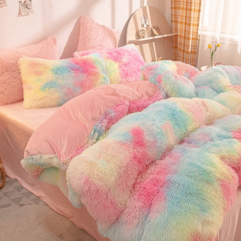 New Mink Velvet 4-Piece Set, Thickened Warm Flannel 4-Piece Bedding Set for Single or Double Beds