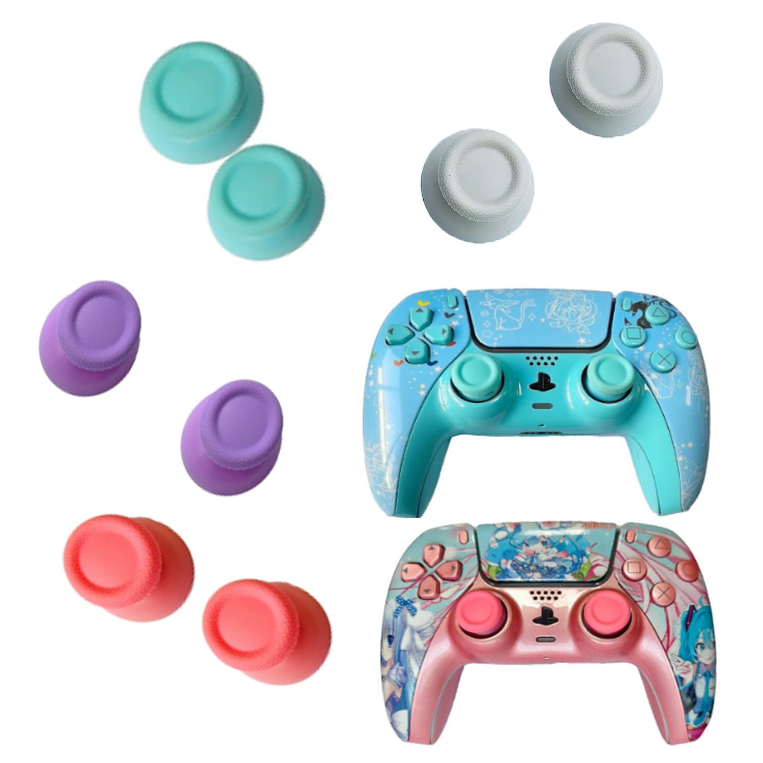 PS5 Controller Metal Thumbstick Caps 3D Stick Aluminum Alloy Metal Caps PS5 Colorful Directional Joystick Protective Button Caps