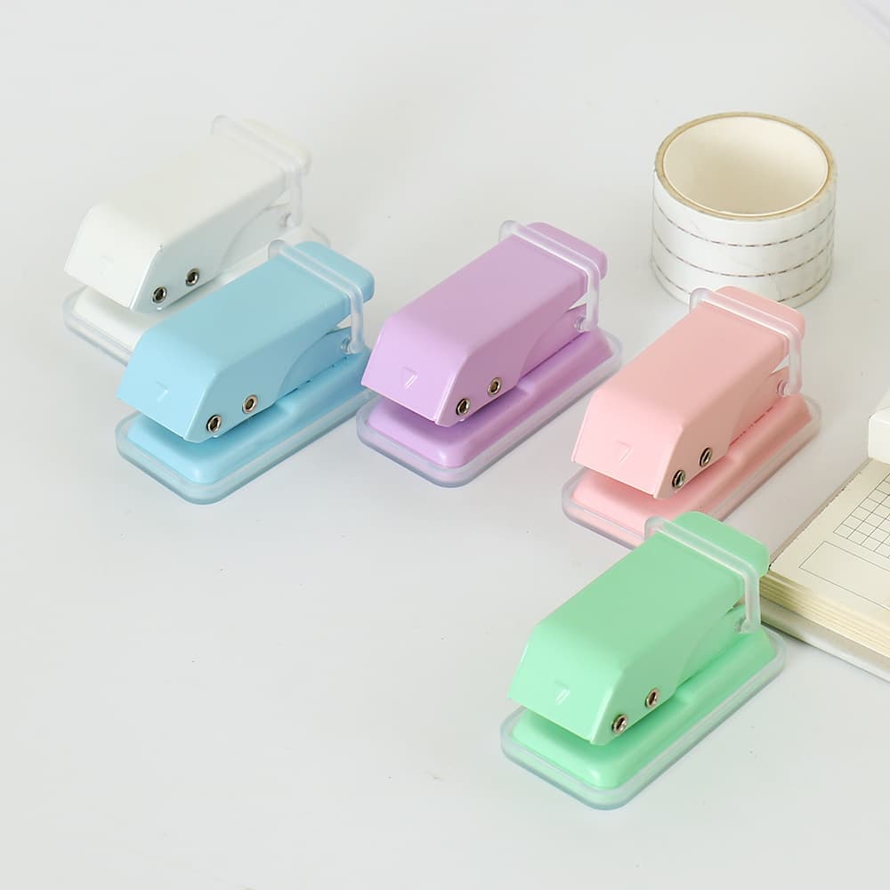 Macaron Color Metal Manual Mini Punch Single-hole Loose-leaf Puncher Student Stationery Binding Handmade Portable