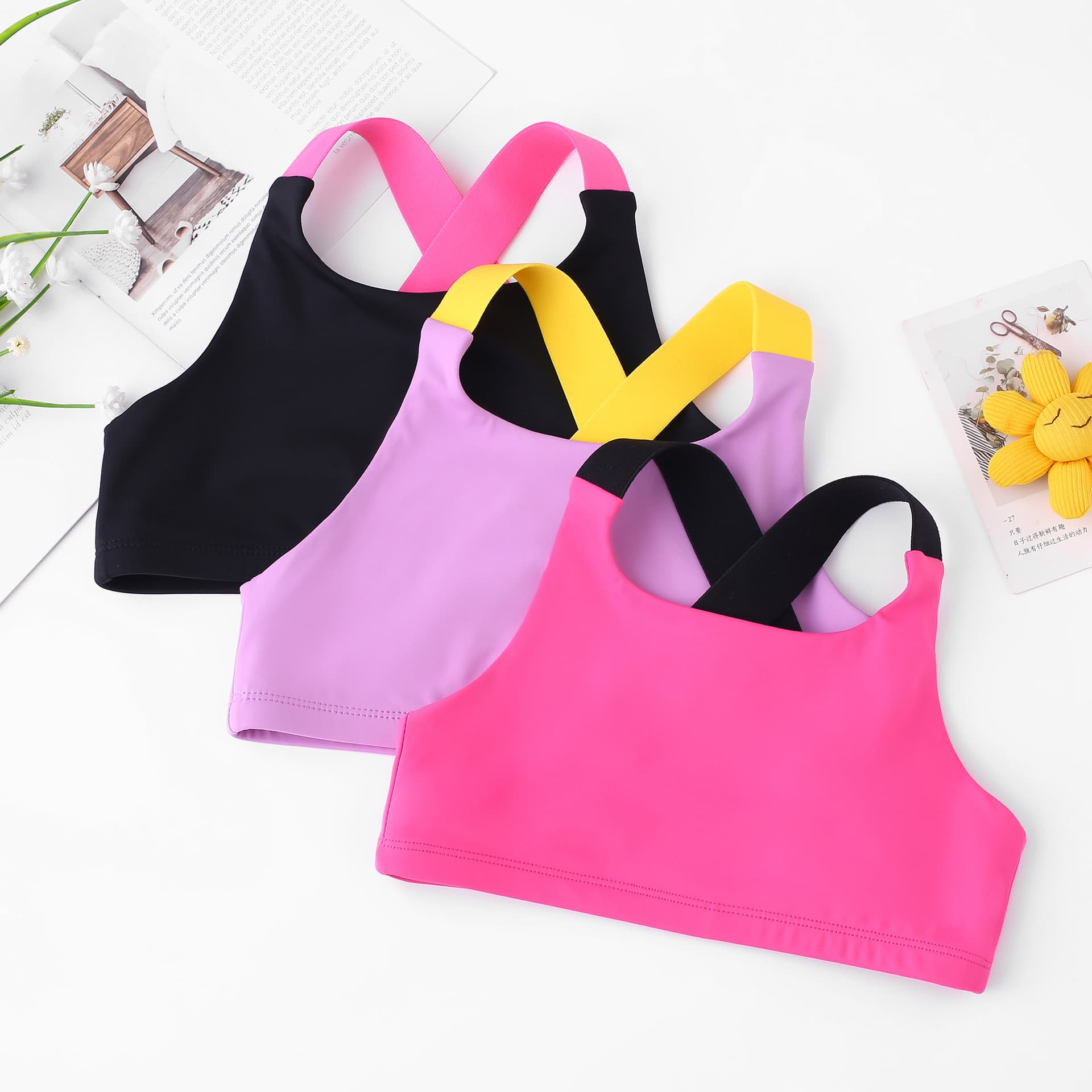 Girls Dance Wear, Yoga Top for Girls, Children's Fitness Cropped Vest, Fashionable Sportswear