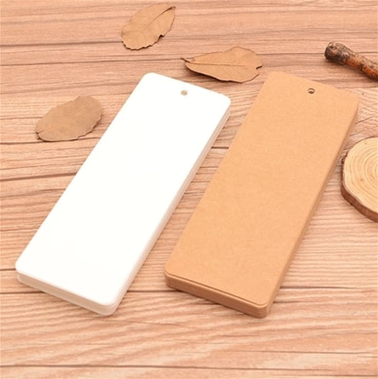 Creative bookmarks, blank hand-drawn cards, blank rounded corner bookmarks, DIY kraft paper, white cardstock, punched cardstock, in stock.