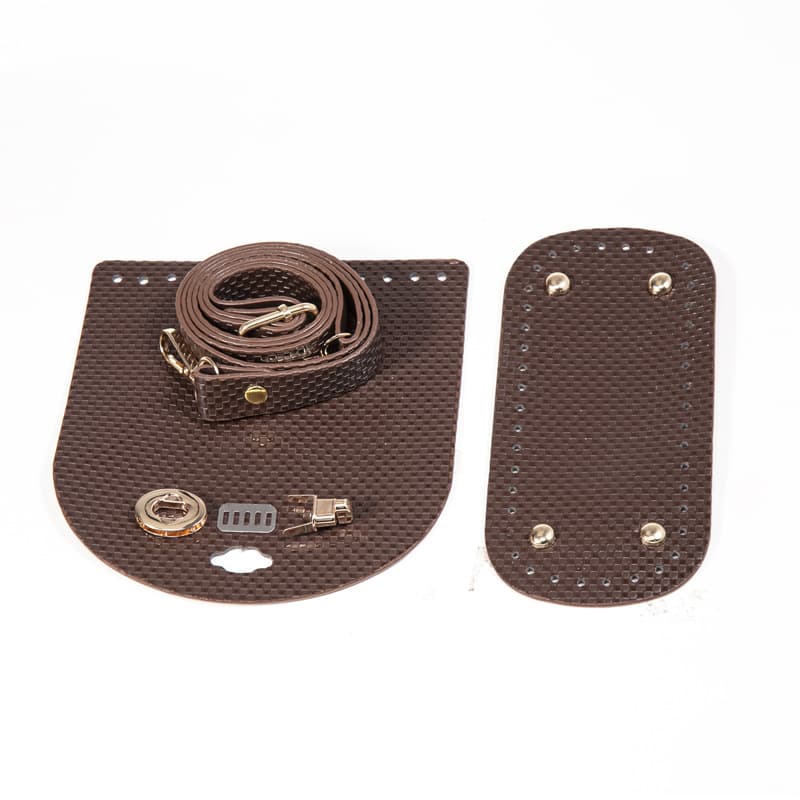 Bamboo mat pattern glossy three-piece bag bottom bag cover diy crochet homemade woven bag handmade bag leather accessories wholesale
