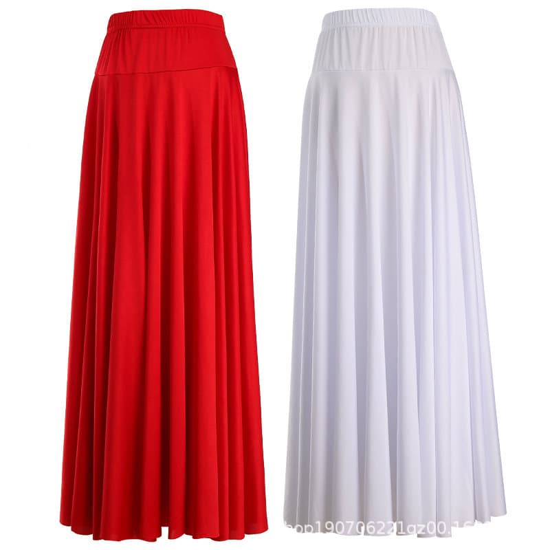 Plus Size Elegant Women's Long Dress for Dancing and Commuting, Stylish Square Dance Skirt with Wide Hemline for Social...