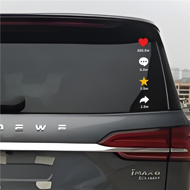 Like, Comment, Collect and Repost Funny Creative Car Stickers Rear Window Car Personalized Decoration Stickers Waterproof Car Stickers