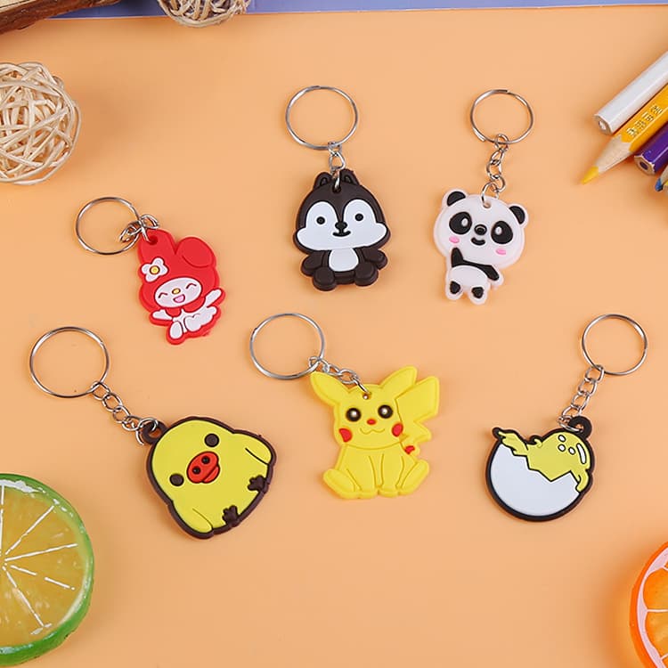 In Stock Cartoon Keychain PVC Soft Rubber Keychain Creative Gift Silicone Car Keychain Pendant Wholesale