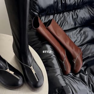 3CM Heel High Boots for Women, Genuine Leather, Vintage Style Women's Boots, Winter Metal Zipper Long Boots, Western Boots, Slim Boots for Women