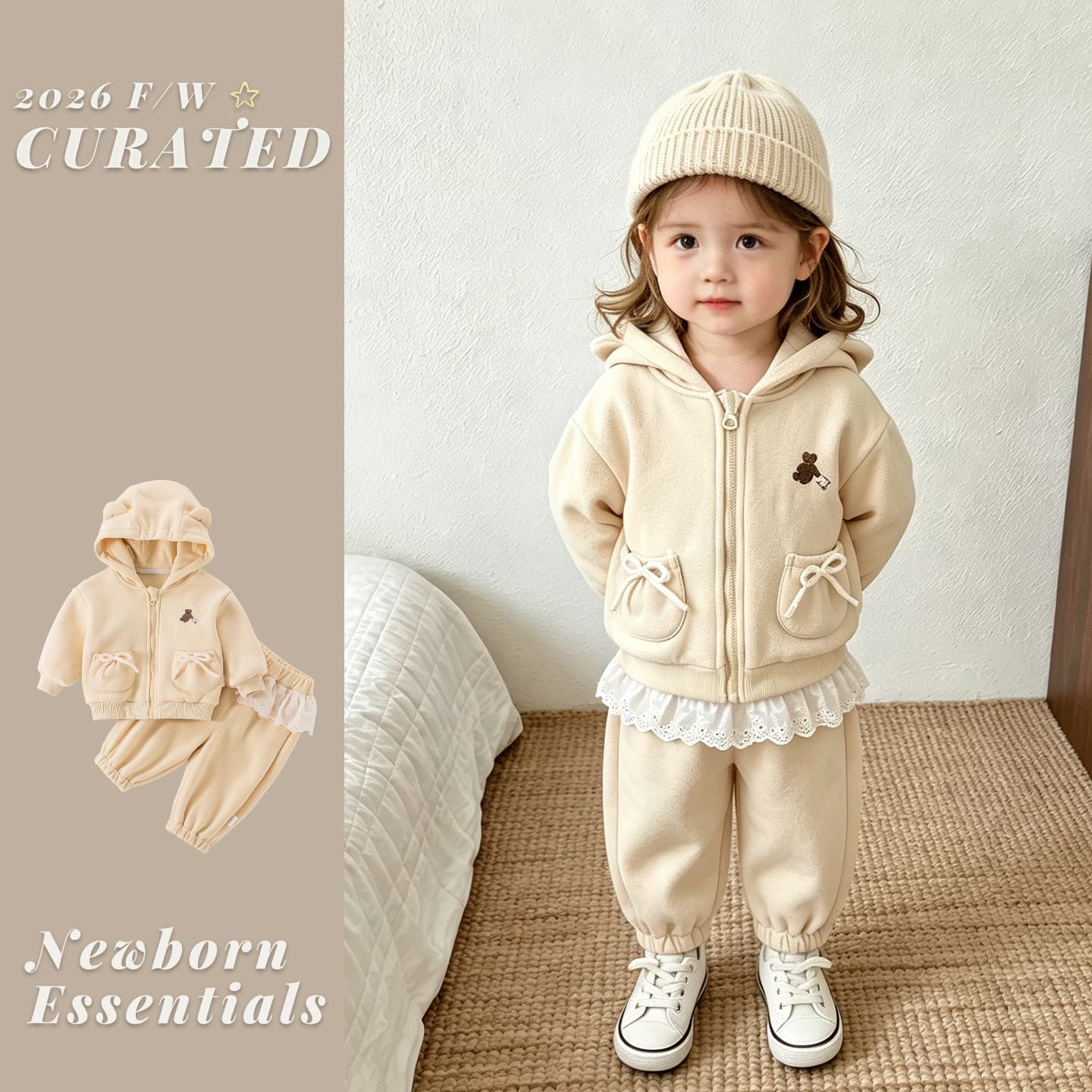 Girls' velvet sweatshirt suit autumn and winter new baby girl cardigan sweatshirt sweatpants two-piece set baby winter clothing outing