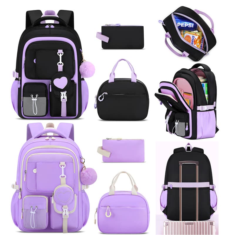 New Cross-Border Elementary School Backpack, Spine Protection, Lightweight, Large Capacity, Cute Double Shoulder Bag, Middle School Girls Backpack