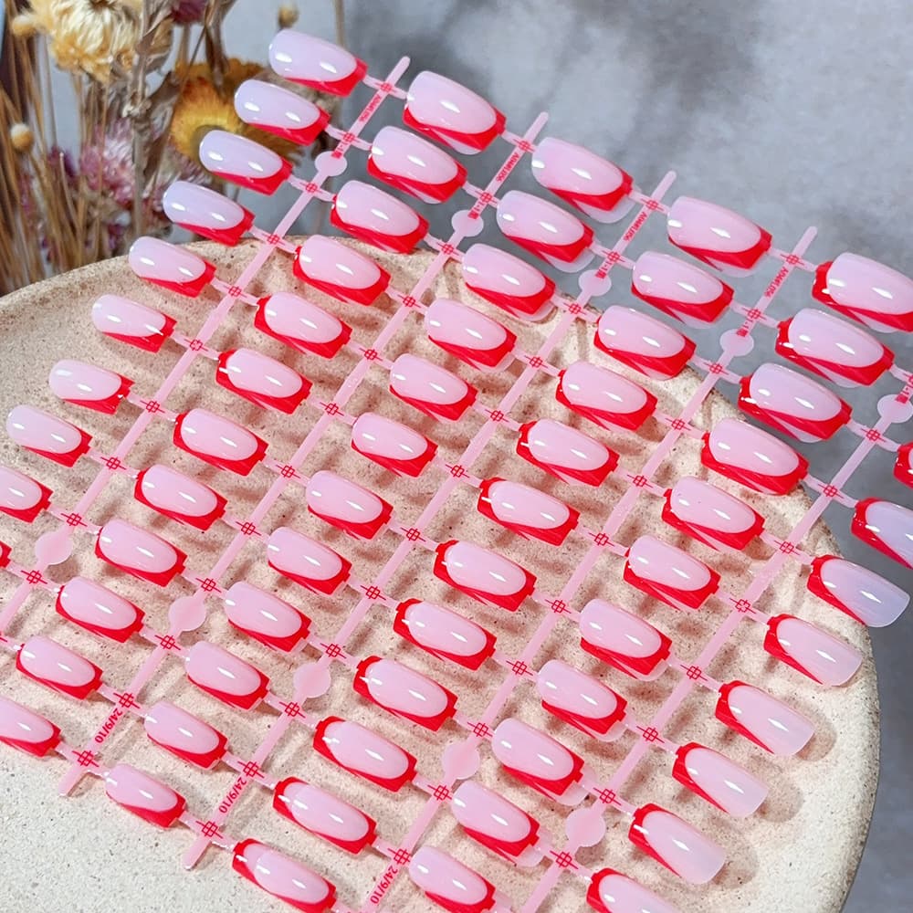 120 Pieces 12 Colors French Colorful Nail Art Stickers Medium-Length Wearable Nails High-End Simple DIY Fake Nail Tips