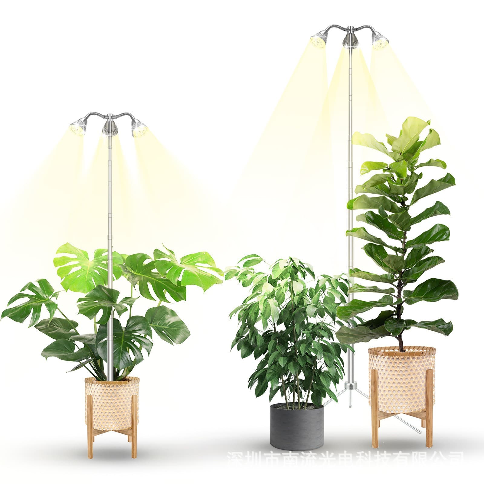 2025 New and Hot-Selling Product: Floor-Standing Telescopic Stand Full Spectrum Three-Head Plant Growth Light for Indoor Plants