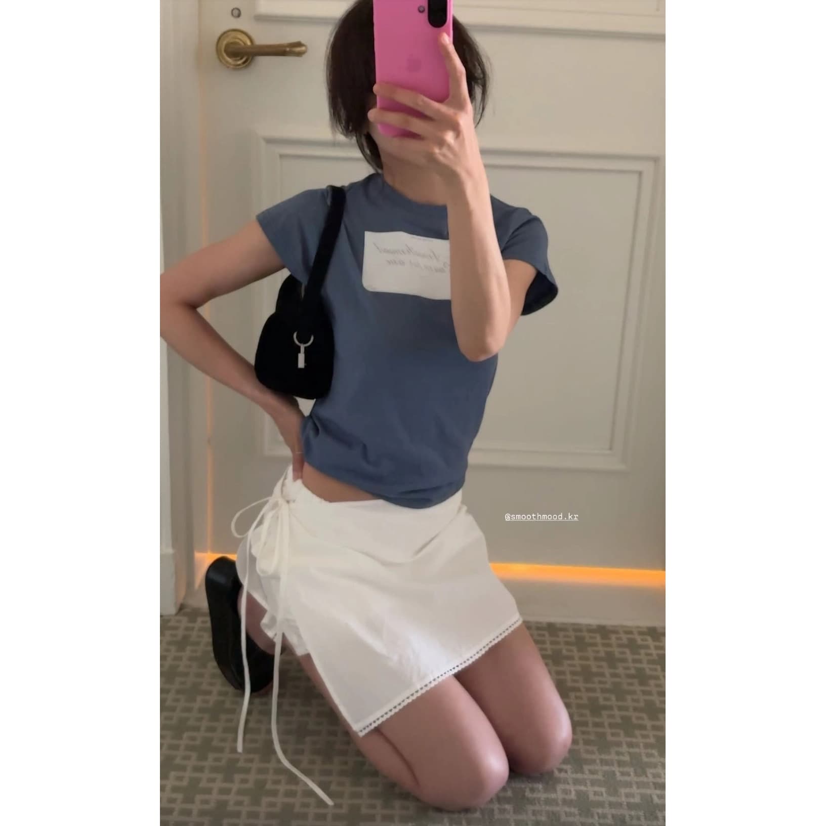 2026 Summer New Korean Designer smo*thmood Minimalist Printed Letter Graphic Short Sleeve T-Shirt