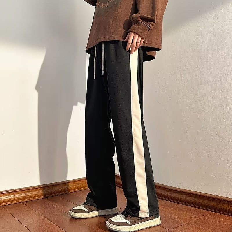 Striped casual sweatpants men's straight loose summer fashion new drapey boys' wide-leg pants sports long pants