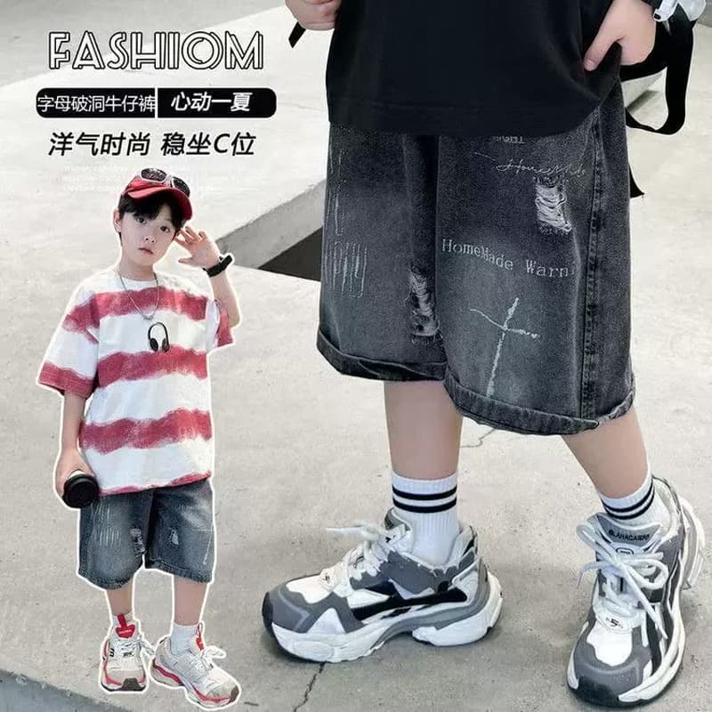 Boys' Denim Shorts Black Summer 2026 New Children's Sports Shorts Thin Pants Mid-Large Kids 5-Point Shorts