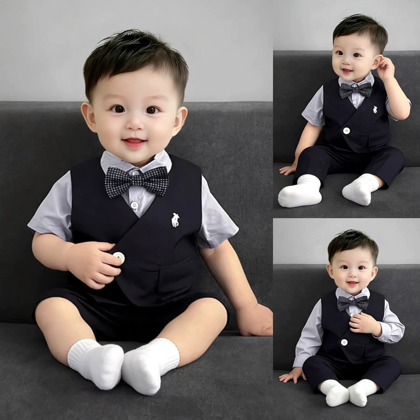 1st Birthday Suit for Boys, Summer New Style, Handsome Vest Set, Flower Boy Tuxedo, Kids Suit