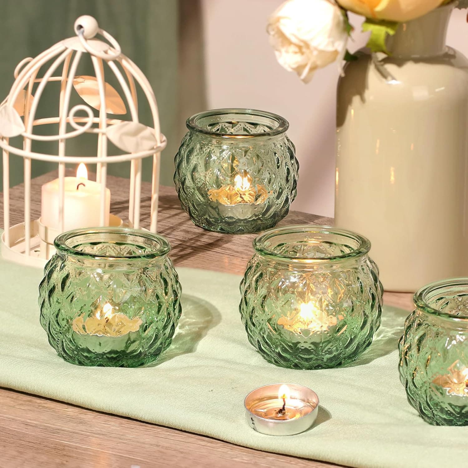 Factory Direct Nordic Diamond Pattern Glass Spherical Candle Holder Multi-Color Aromatherapy Candle Cup Creative Home Decoration Ornament