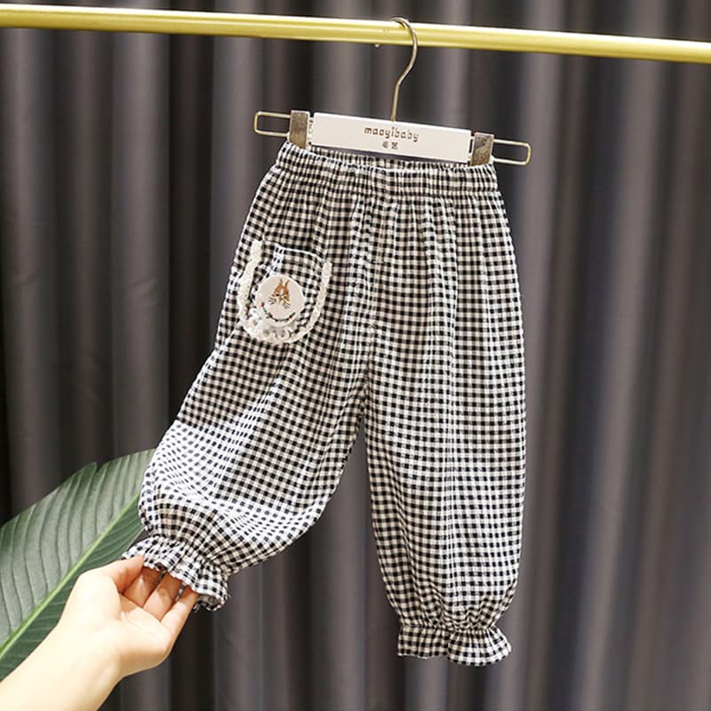 1-6 Years Old Girls Plaid Casual Harem Pants, Baby Girls Spring Summer Ultra-Soft Thin Cotton Mosquito-Proof Pants