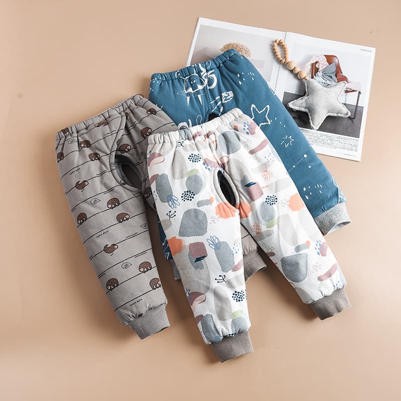 Children's cotton pants, winter style, cotton fleece, slanted crotch, elasticated, cotton, baby cotton, outerwear, winter warm pants, heat-locking