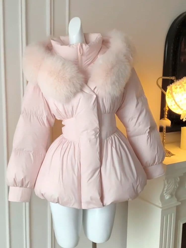 Big Fur Collar Hooded Cotton Coat Faux Fox Fur Outerwear Winter New Slim Fit Warm Jacket View Details New