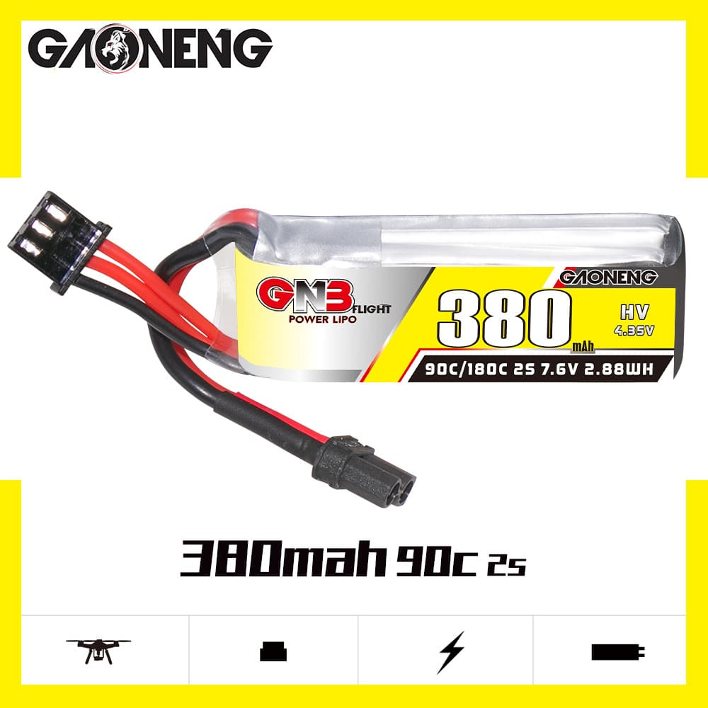 GNB High Energy 380mAh 2S 7.6V 90C HV Beta75X RC Drone FPV High Rate LiPo
