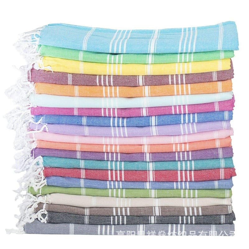 Hot-selling cross-border solid color shawl, European and American export striped tassel Turkish absorbent bath towel, swimming sun protection beach towel