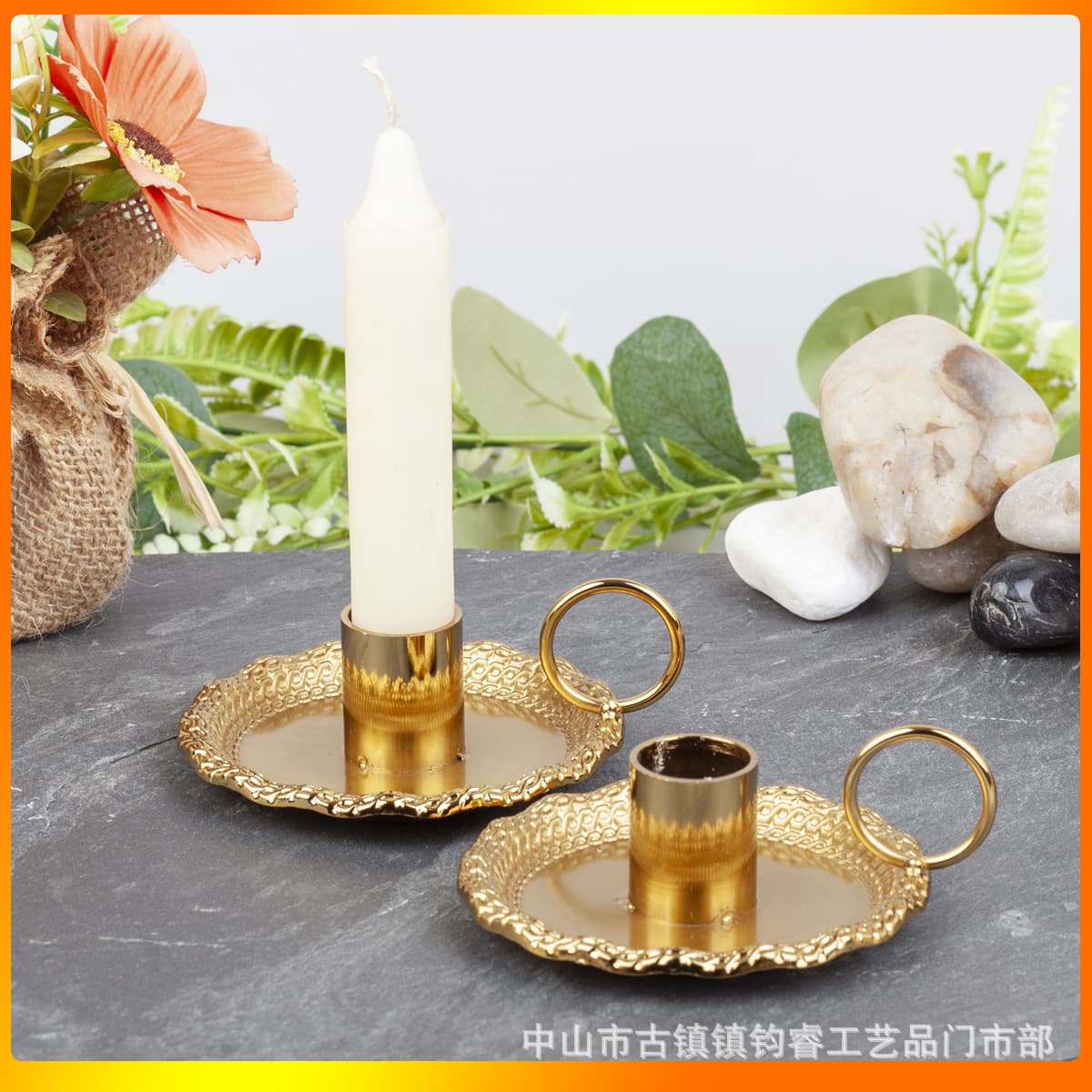 American Minimalist Black Retro Candle Holder, Copper Finish Candle Stand for Home Party Desktop Atmosphere Decoration, Christmas Candle Holder