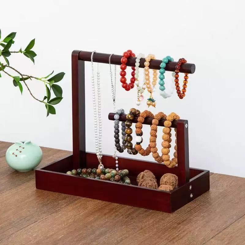 Wooden bracelet rack jewelry hanger home solid wood toy bracelet tray desktop necklace jewelry display stand