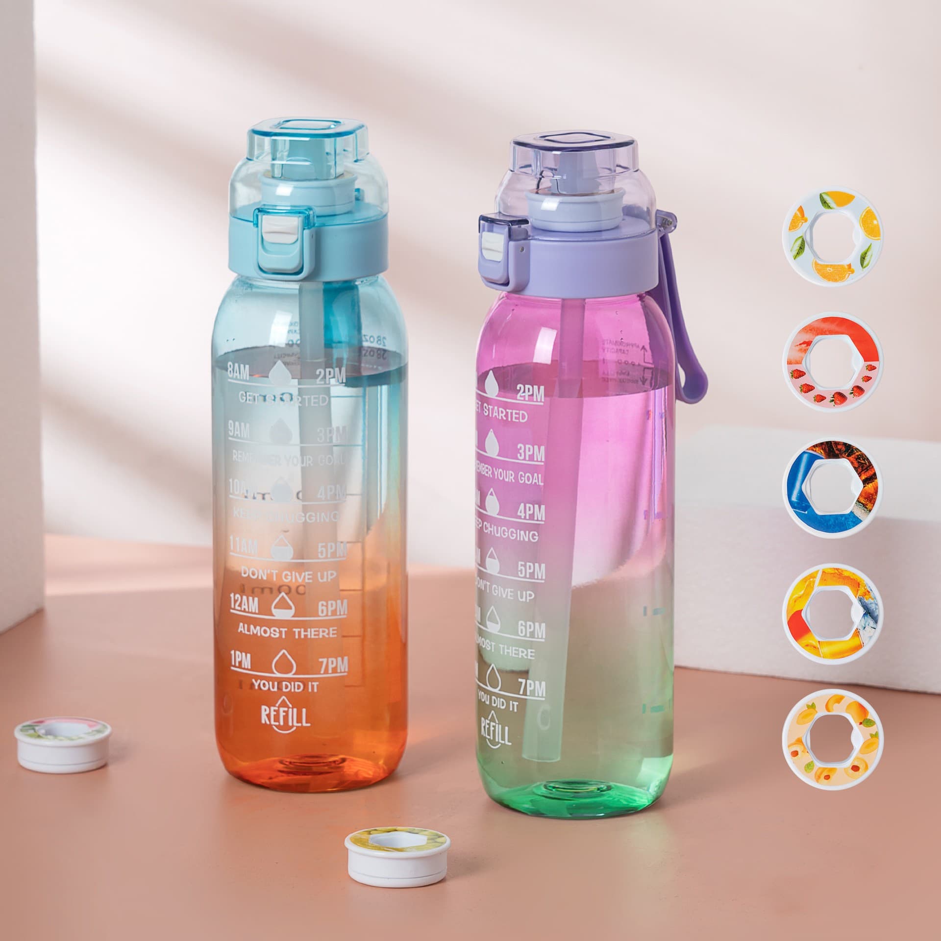 1000ml Amazon Best-Seller Scented Cup, Playful Water Bottle with Scent Ring, Sports Water Cup with Straw
