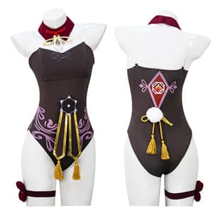 Hu Tao Cosplay Bunny Girl Cosplay Genshin Impact Game Character Anime Bodysuit Costume Bunny Tail Full Set