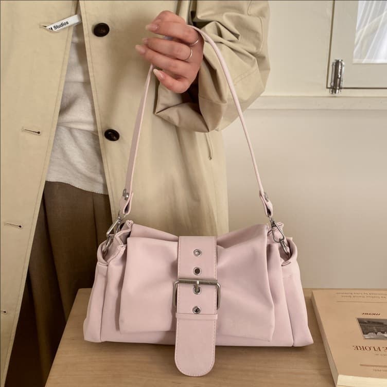 Korean Style High-Appeal Single-Shoulder Bag for Women 2026 Spring Summer New Solid Color Minimalist Handbag Lightweight Daily Crossbody Bag