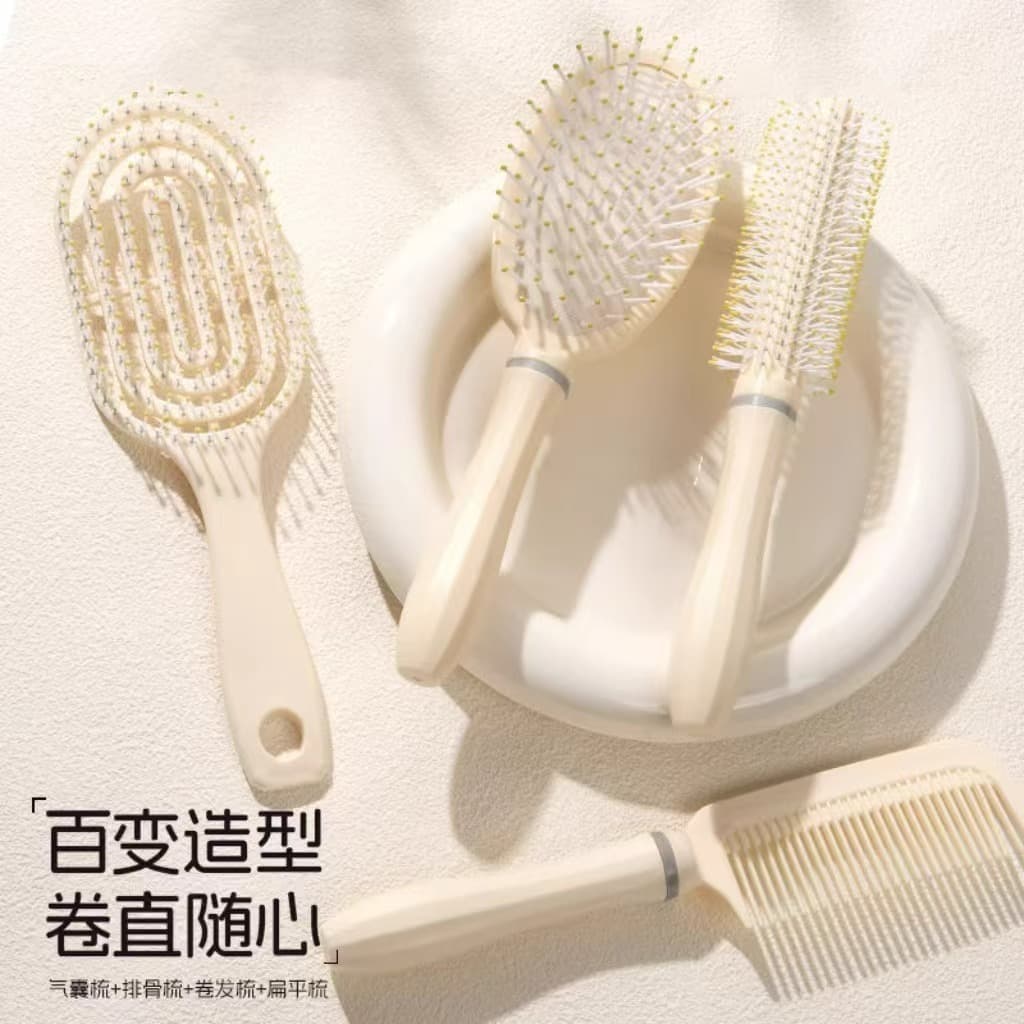 Shunfa Volumizing Hairbrush Styling Rib Comb Set for Women, Wet and Dry Use, Large Curved Massage Comb, Cushion Comb for Curly Hair