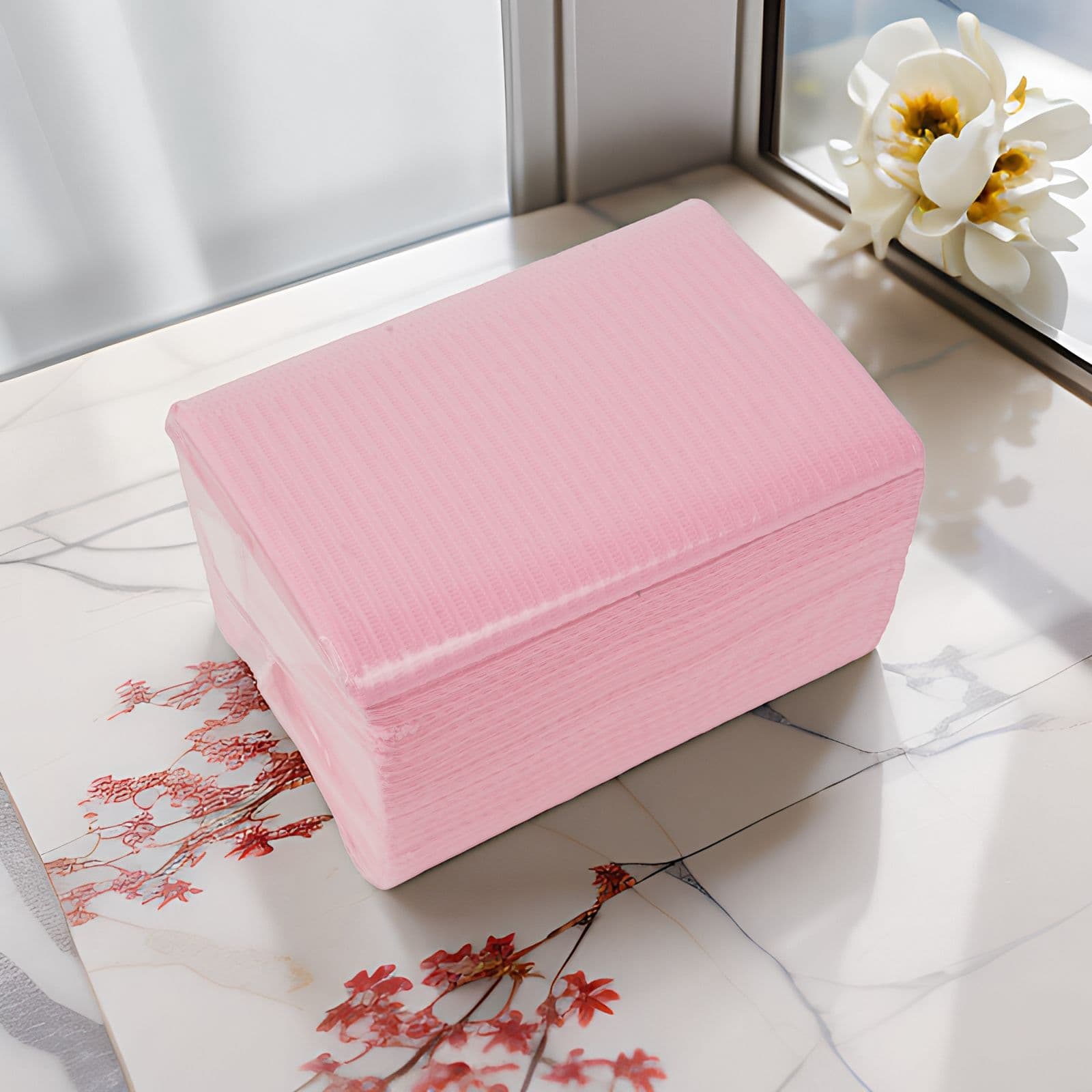 Cross-border Factory Production Nail Salon Disposable Table Mat Pink 50pcs One-Time Use Per Customer 2-Ply Paper 1-Ply Film Tablecloth