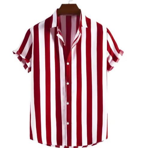 2026 Short Comic Shirt with Striped Flap for Men, Casual Sport Short Sleeve Shirt