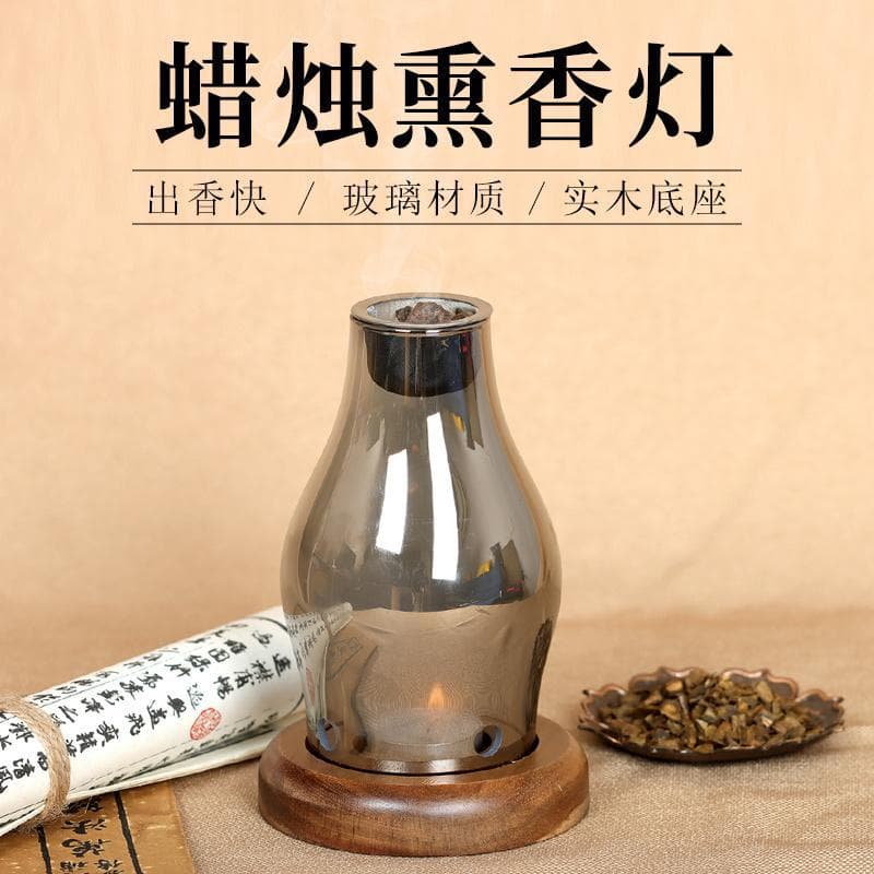 Heat-insulated candle incense burner for agarwood chips, glass aroma diffuser lamp, glass candle holder