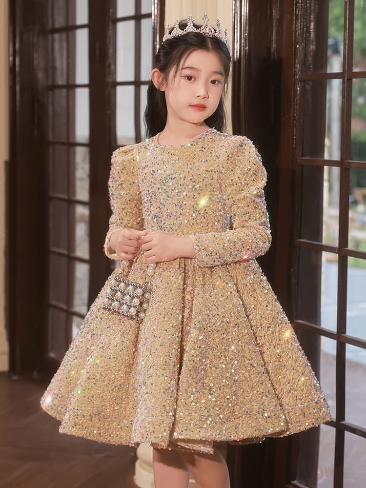 Children's Formal Dress Party Gown French Princess Dress Little Girl Host Performance Costume Kids Evening Dress Piano Recital