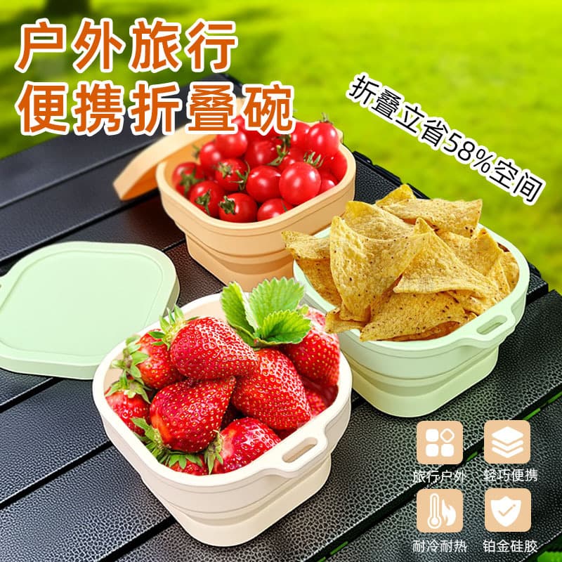 Collapsible Bowl Portable Travel Instant Noodle Bowl, Expandable Food-Grade Silicone, Children/Baby Outdoor Travel Dining Utensils