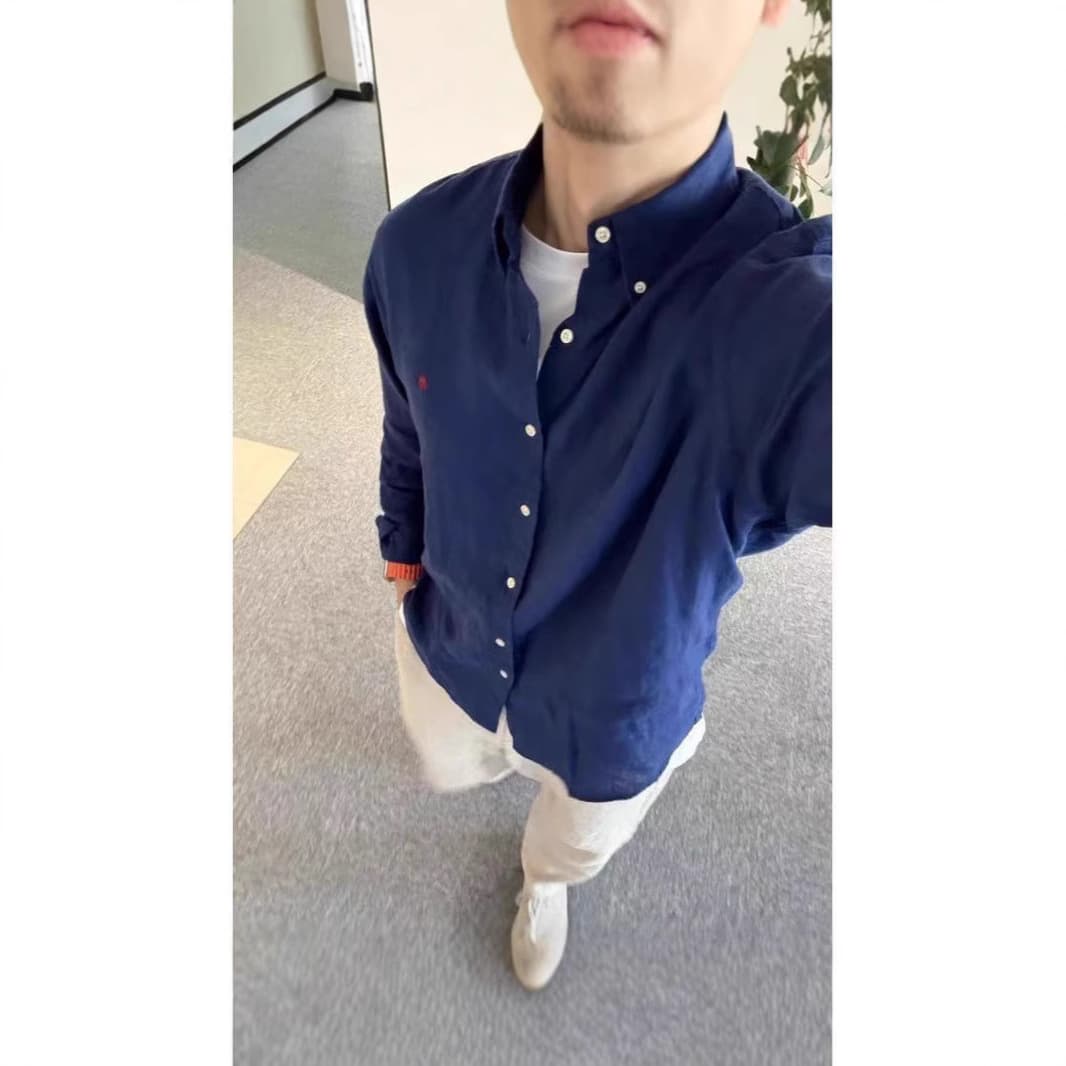 Spring/Autumn RL Polo Shirt with Small Pony Logo, Men's Sun-Protective Linen Embroidery Couple Long-Sleeve Shirt