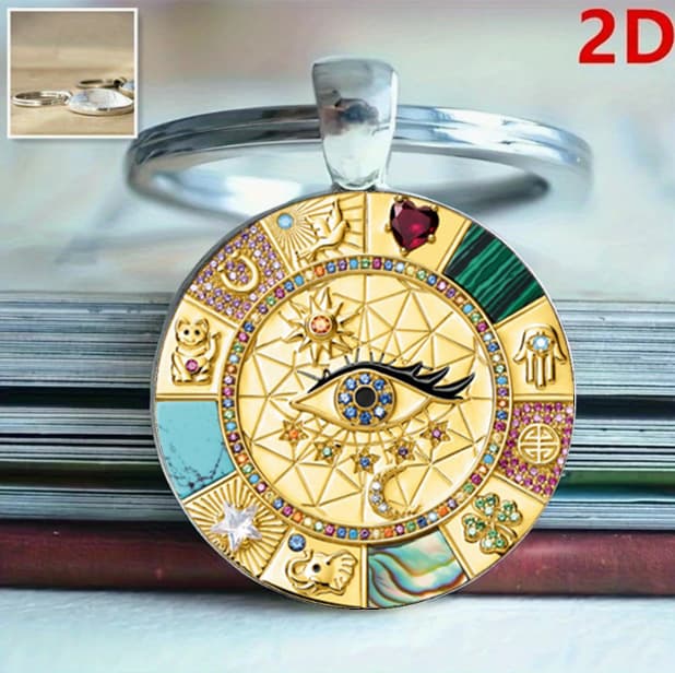 Cross-border Source Bohemian Style European and American Lucky Charm Time Gem Fashion Pendant Keychain Metal